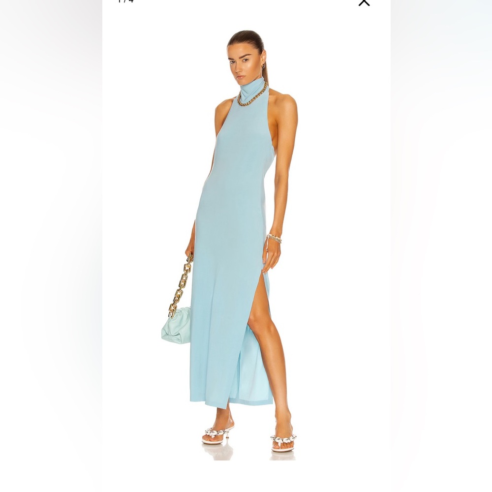 Norma Kamali halter turtle side slit gown size S/36